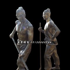 古代人干农活铜雕，公园景观铜雕