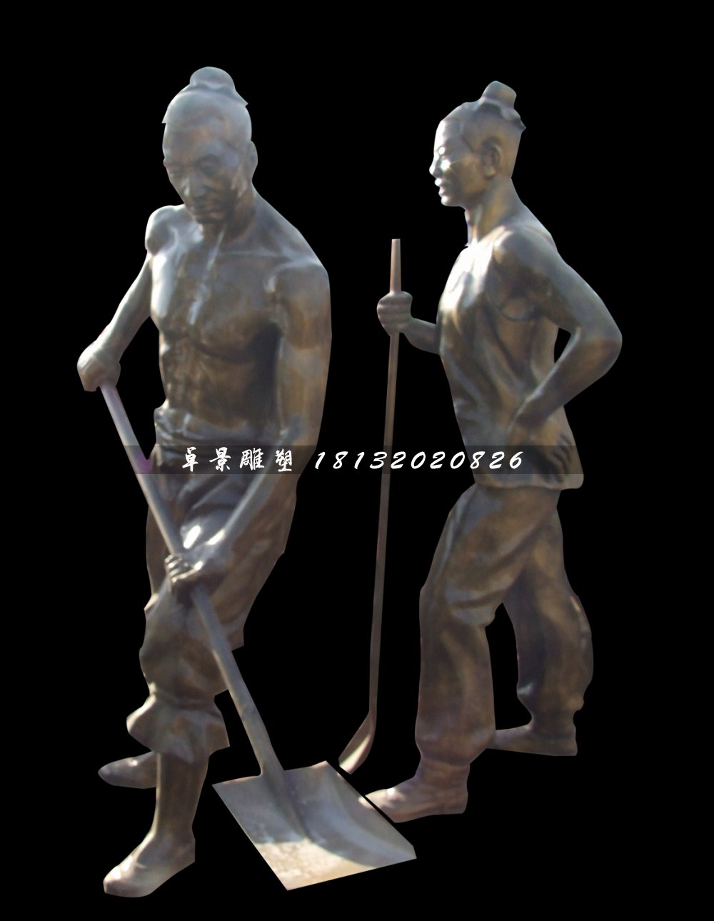 古代人干农活铜雕，公园景观铜雕 (2)