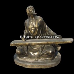 古代人物弹古筝铜雕，公园景观铜雕