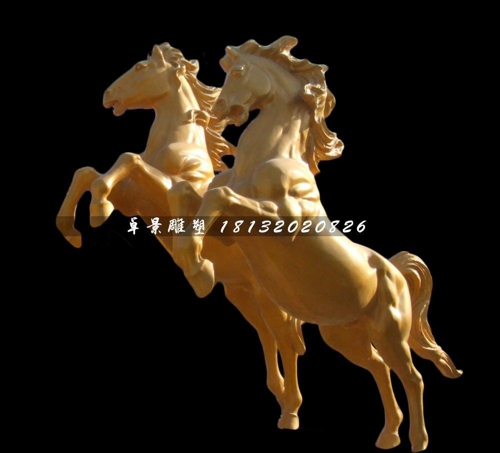 广场立马雕塑，玻璃钢仿铜马雕塑 (1)
