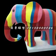 玻璃钢彩色卡通小象，商场景观雕塑