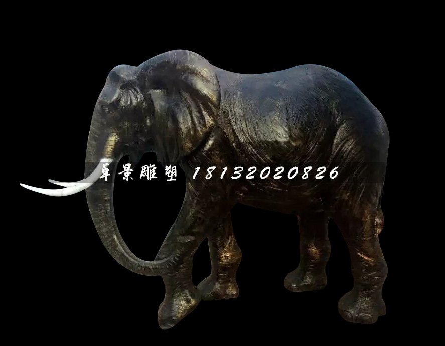 玻璃钢大象雕塑，仿真动物雕塑
