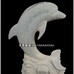 海豚石雕，公园青石动物雕塑