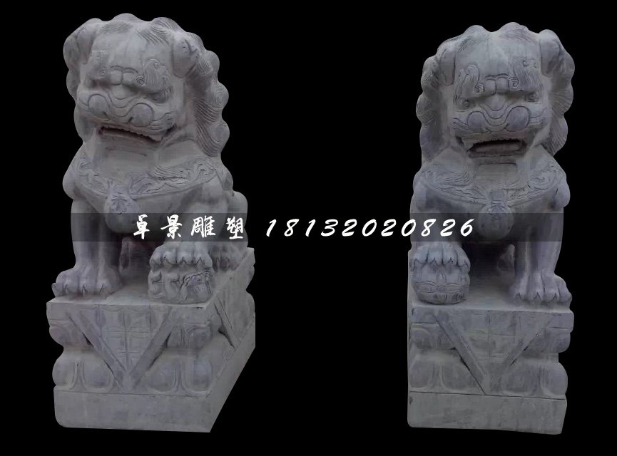 北京狮石雕，青石狮子
