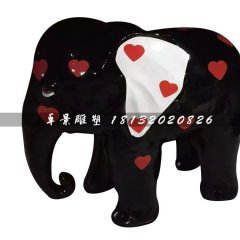 玻璃钢彩绘大象，彩绘玻璃钢雕塑