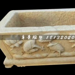 石雕水盆，方形水槽石雕