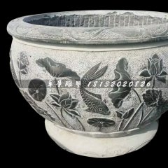 仿古水缸石雕，青石鱼缸雕塑