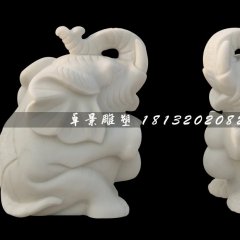 小象石雕，汉白玉象鼻向后小象石雕