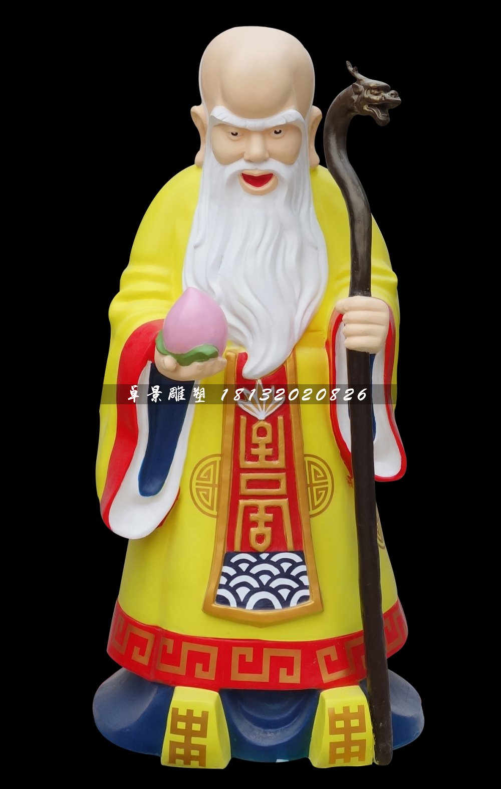 老寿星雕塑，玻璃钢彩绘人物雕塑