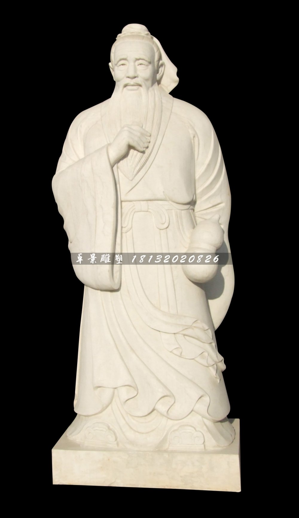 汉白玉古代人物石雕，孙思邈石雕