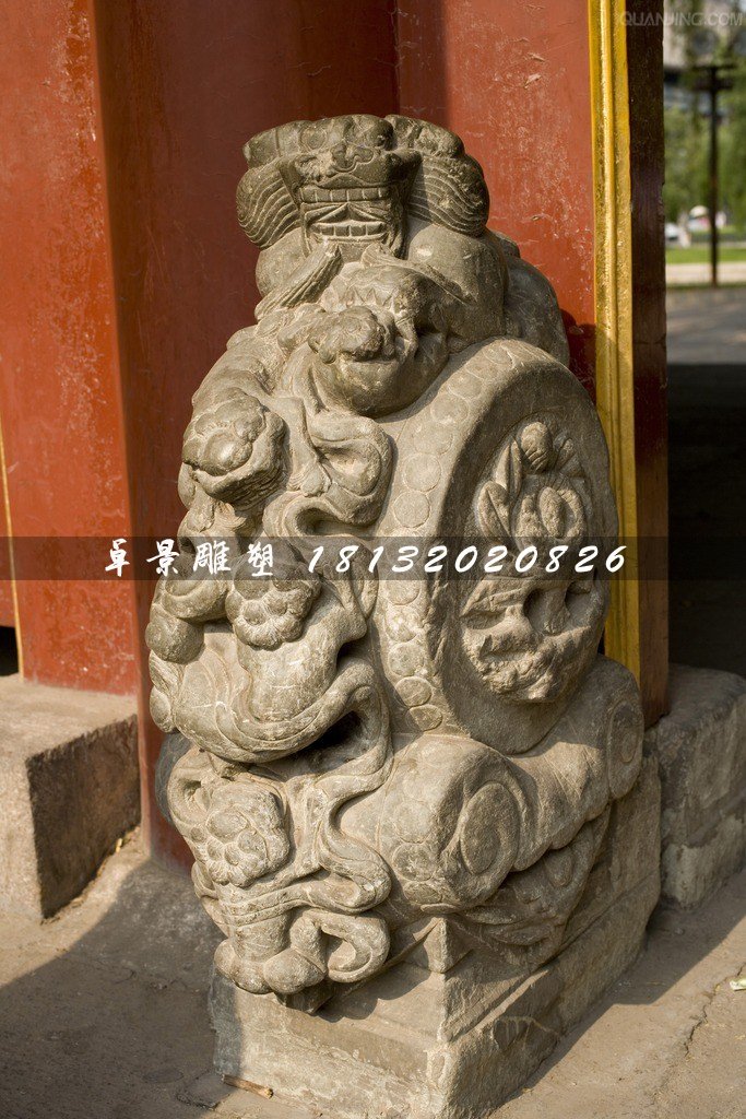 抱鼓石雕塑，仿古石门墩雕塑