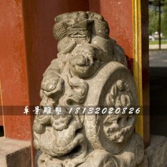 抱鼓石雕塑，仿古石门墩雕塑