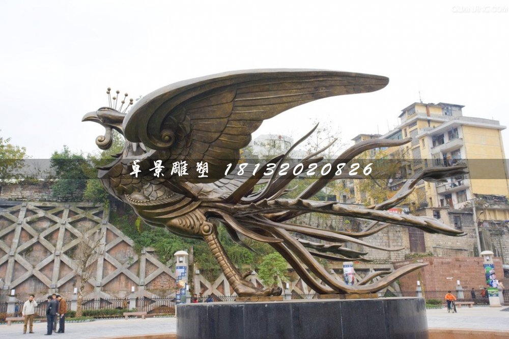 凤凰铜雕，广场凤凰铜雕 (2)