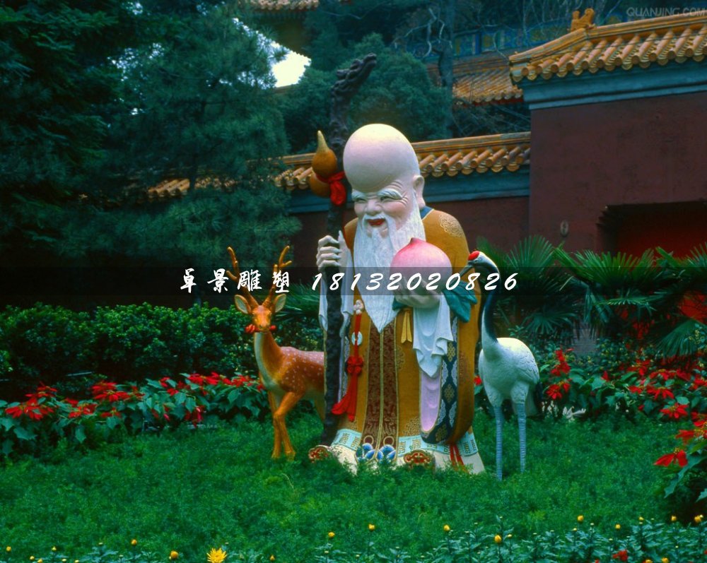 老寿星雕塑，玻璃钢彩绘神仙雕塑