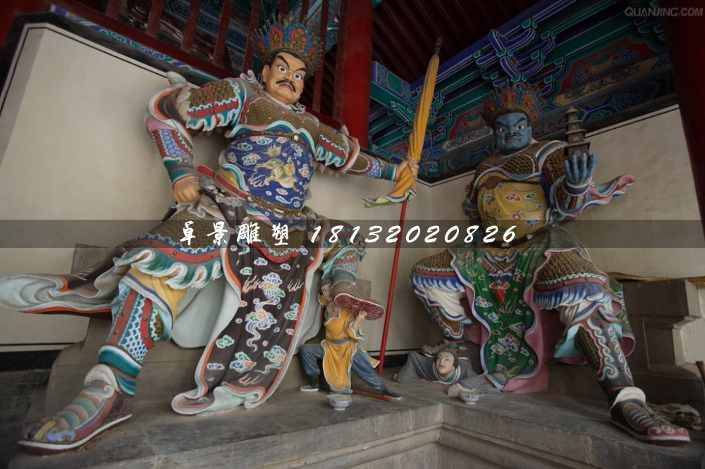 四大天王雕塑，玻璃钢彩绘四大天王 (2)