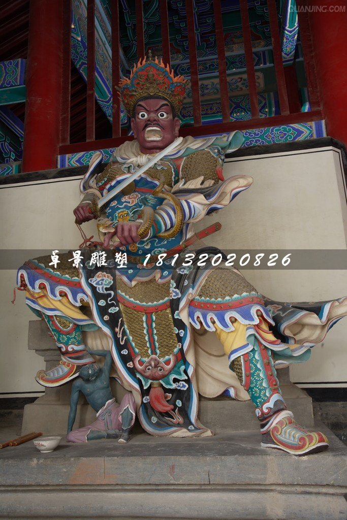 四大天王雕塑，玻璃钢彩绘四大天王 (1)