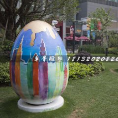 玻璃钢彩蛋雕塑，彩绘景观雕塑