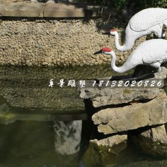 丹顶鹤石雕，公园动物石雕
