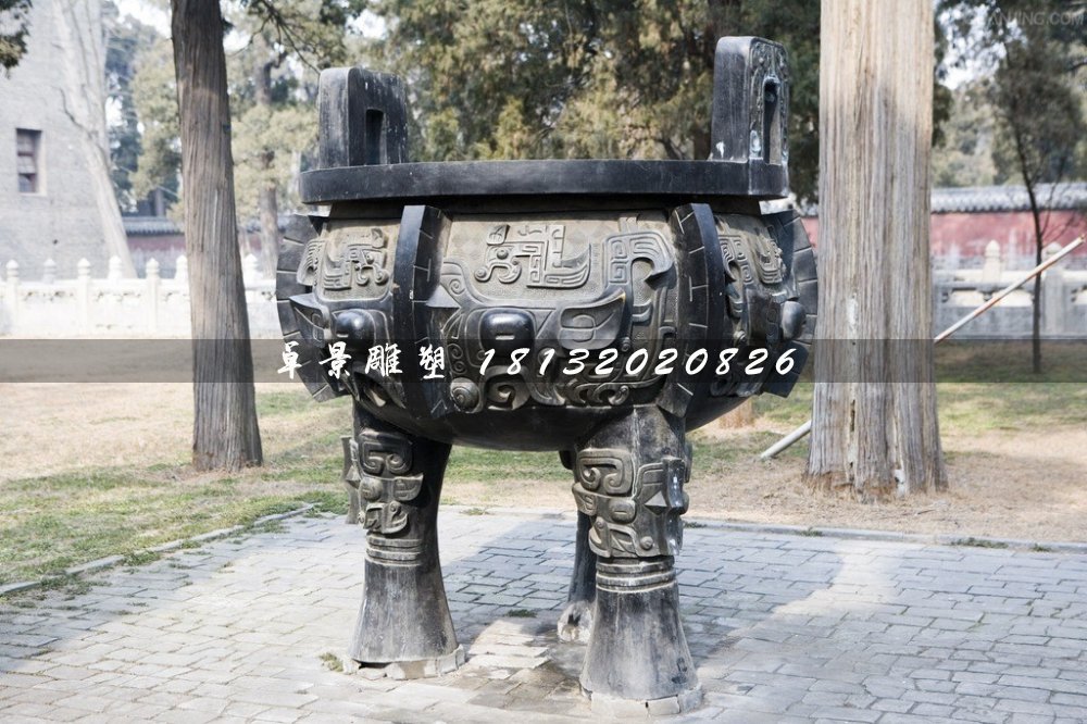 仿古铜鼎，广场三足铜鼎