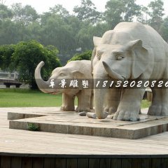 母子象石雕，广场大象石雕