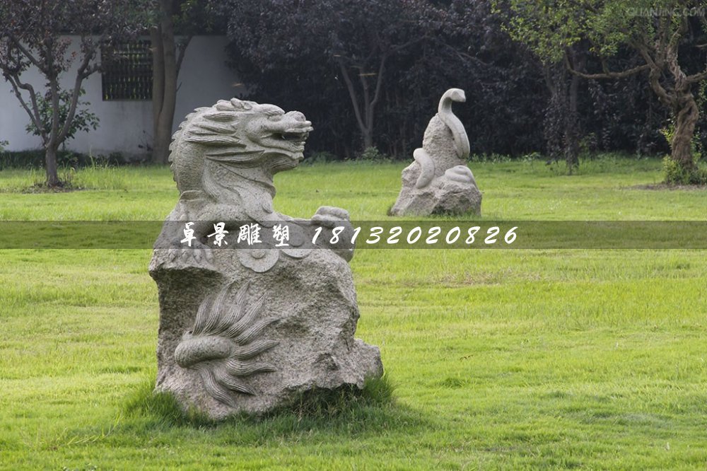 十二生肖石雕，大理石动物雕塑 (2)