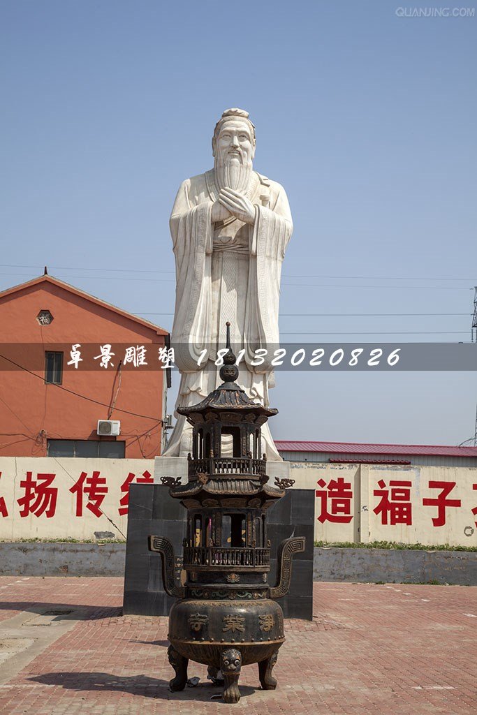 石雕孔子，校园古代名人石雕 (3)