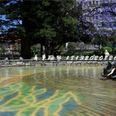 袋鼠饮水铜雕，公园动物铜雕