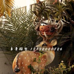 回头鹿雕塑，玻璃钢仿真动物