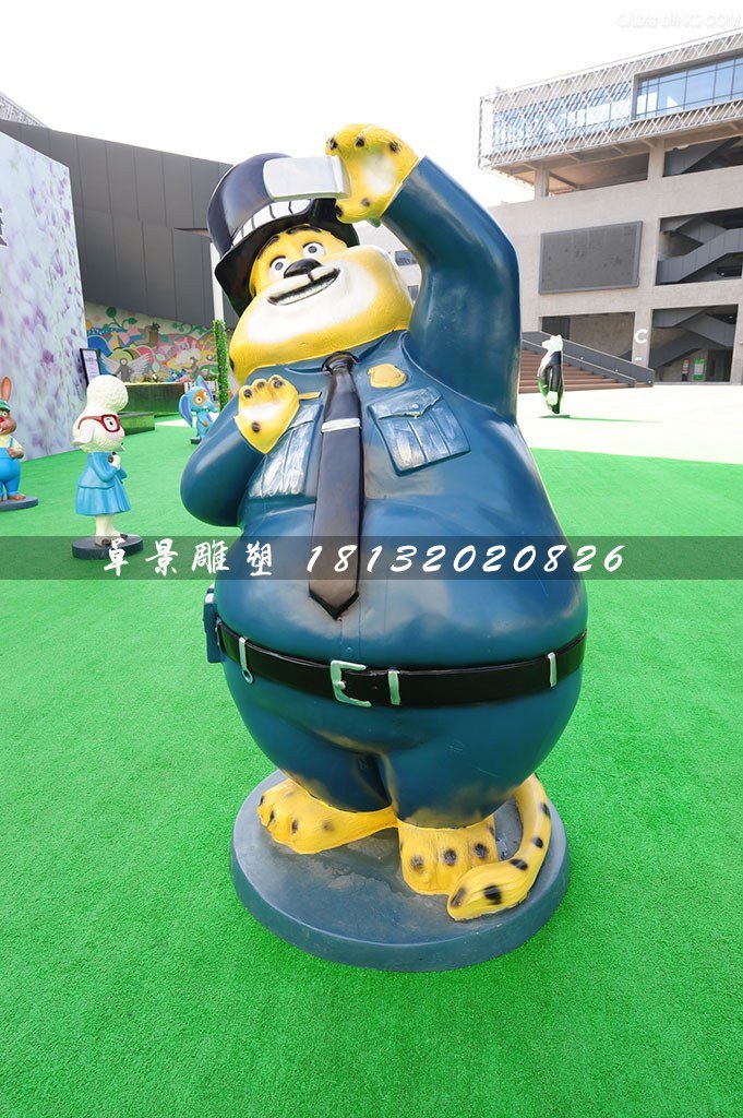 本杰明警官雕塑，玻璃钢疯狂动物城雕塑