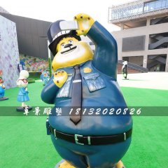 本杰明警官雕塑，玻璃钢疯狂动物城雕塑