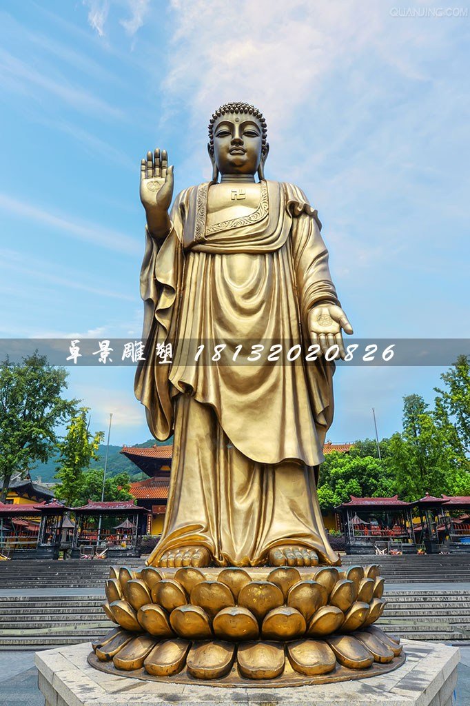 立式如来佛铜雕，寺庙铜佛像