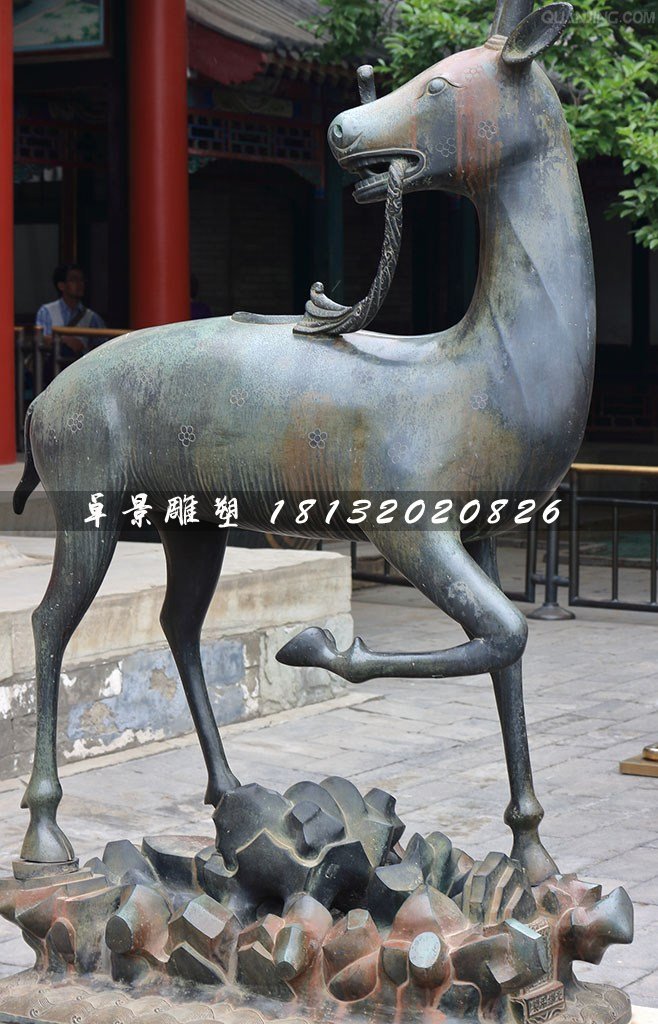 梅花鹿铜雕，动物铜雕