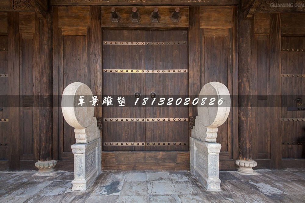 门鼓石雕，大理石门墩雕塑
