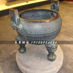 三足香炉铜雕，寺庙铜香炉