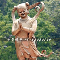 善财童子铜雕，寺庙善财童子铜雕