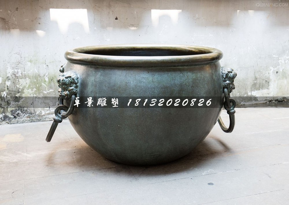 水缸铜雕，仿古铜水缸