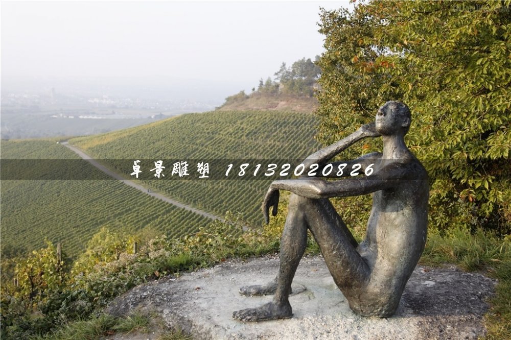 思考铜雕，抽象人物铜雕 (1)