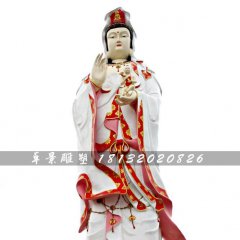 送子观音雕塑，玻璃钢彩绘佛像
