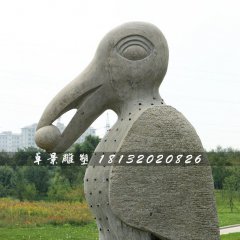 乌鸦石雕，公园动物石雕