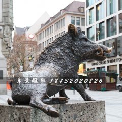 野猪铜雕，街边动物铜雕