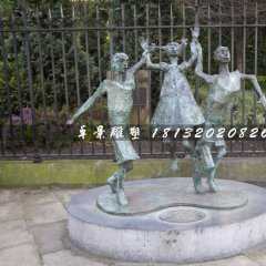 一家三口铜雕，公园天伦之乐铜雕