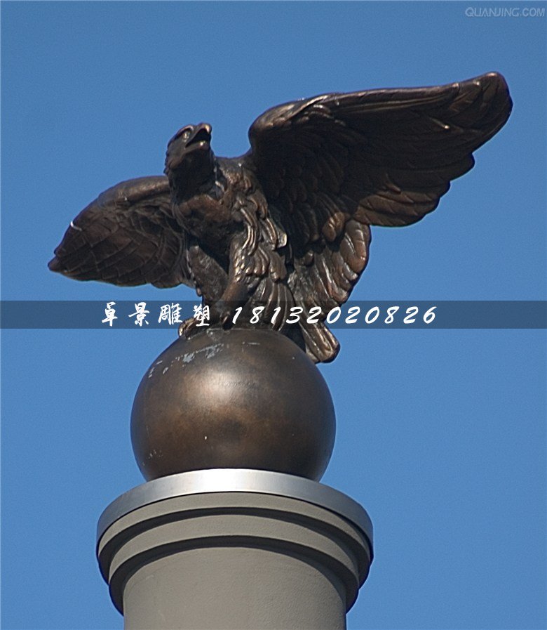 鹰踩球铜雕，广场动物铜雕