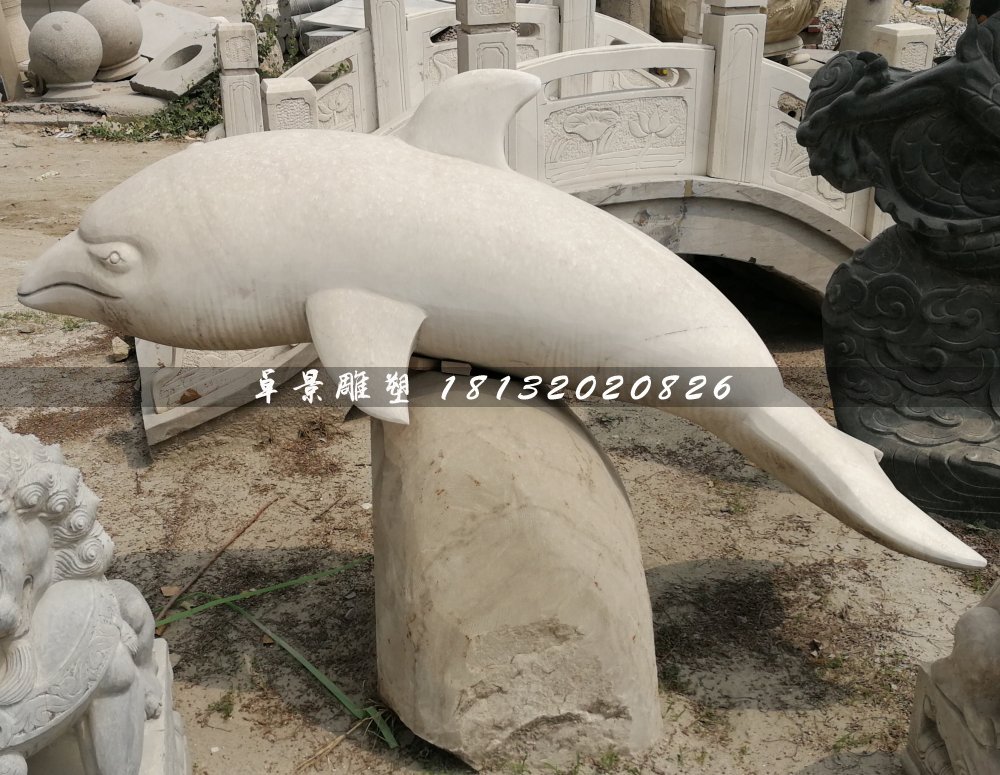 白海豚石雕，公园动物石雕