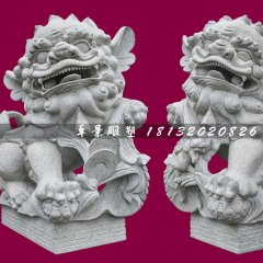 南狮石雕，大理石献钱狮