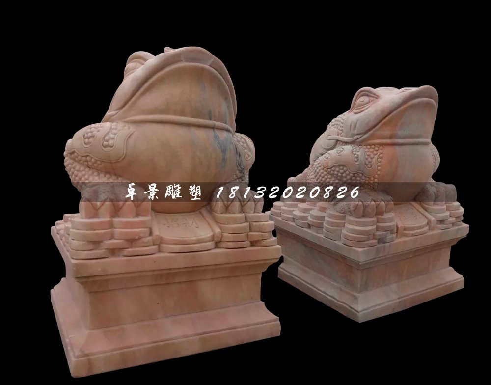 金蟾石雕，晚霞红金蟾雕塑 (4)