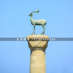 青铜鹿雕塑，广场驯鹿铜雕