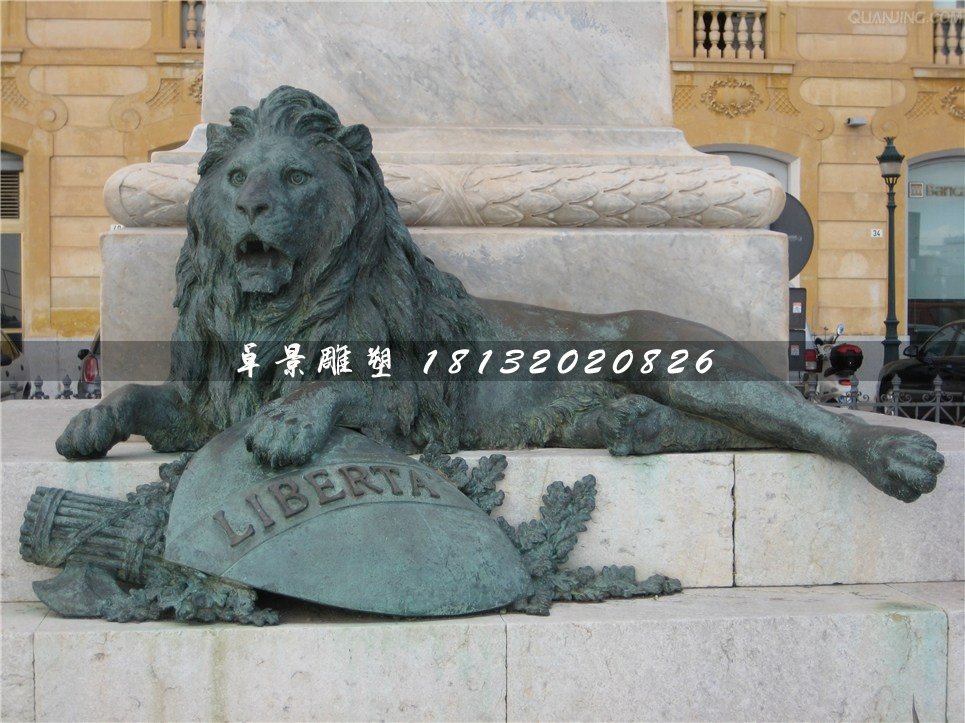 青铜狮子雕塑，西洋狮铜雕