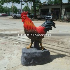 玻璃钢公鸡雕塑，彩绘动物雕塑