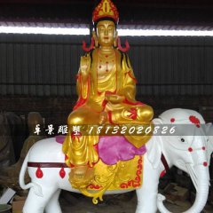玻璃钢普贤菩萨雕塑，彩绘佛像雕塑