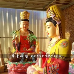 彩绘观音雕塑，玻璃钢佛像雕塑